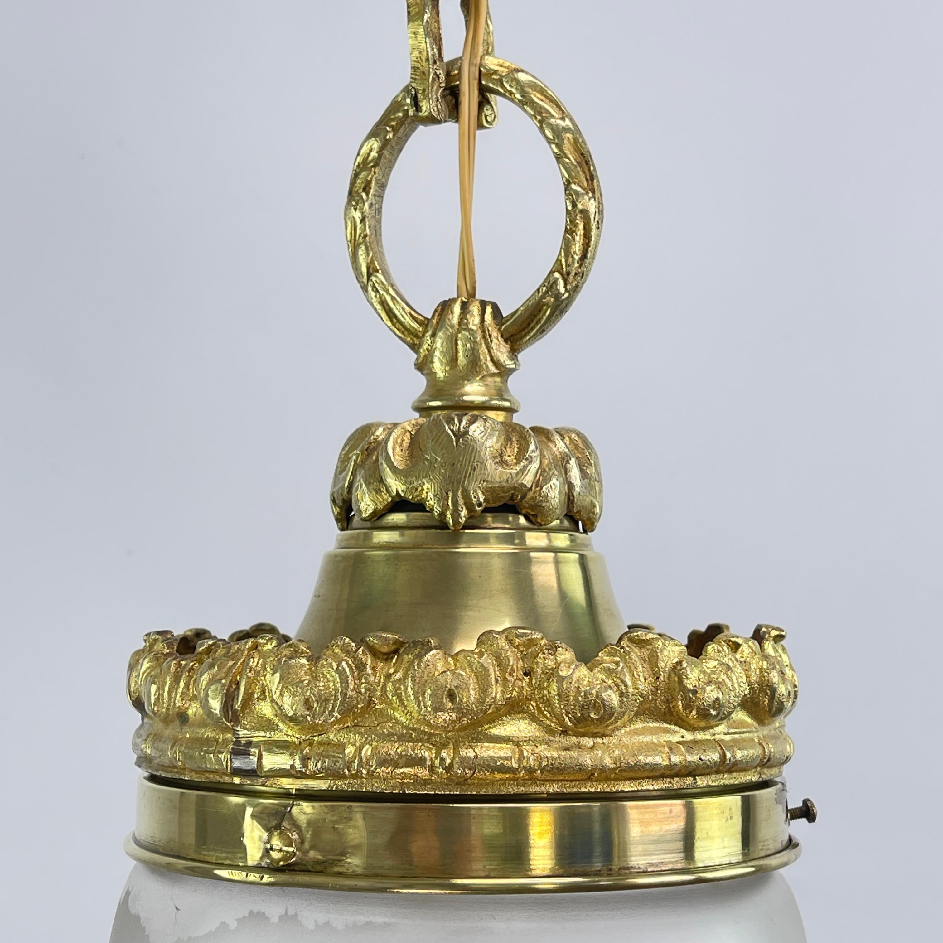 Lampada a sospensione Art Nouveau in bronzo, forma a goccia, 1900 in vendita 1