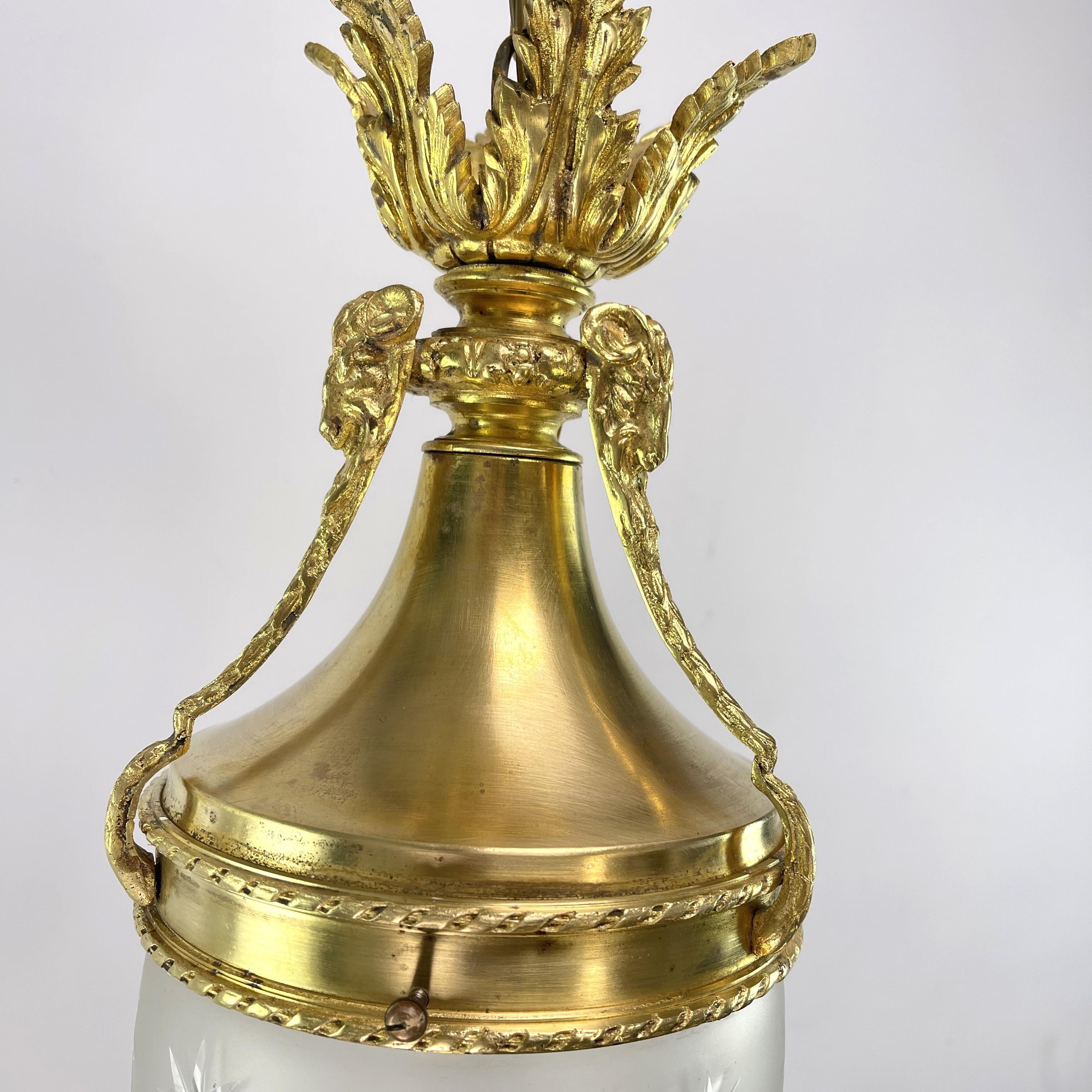 Lampada a sospensione Art Nouveau in bronzo, forma a goccia, 1900 in vendita 1