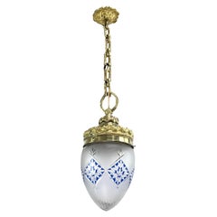 Lampada a sospensione Art Nouveau in bronzo, forma a goccia, 1900