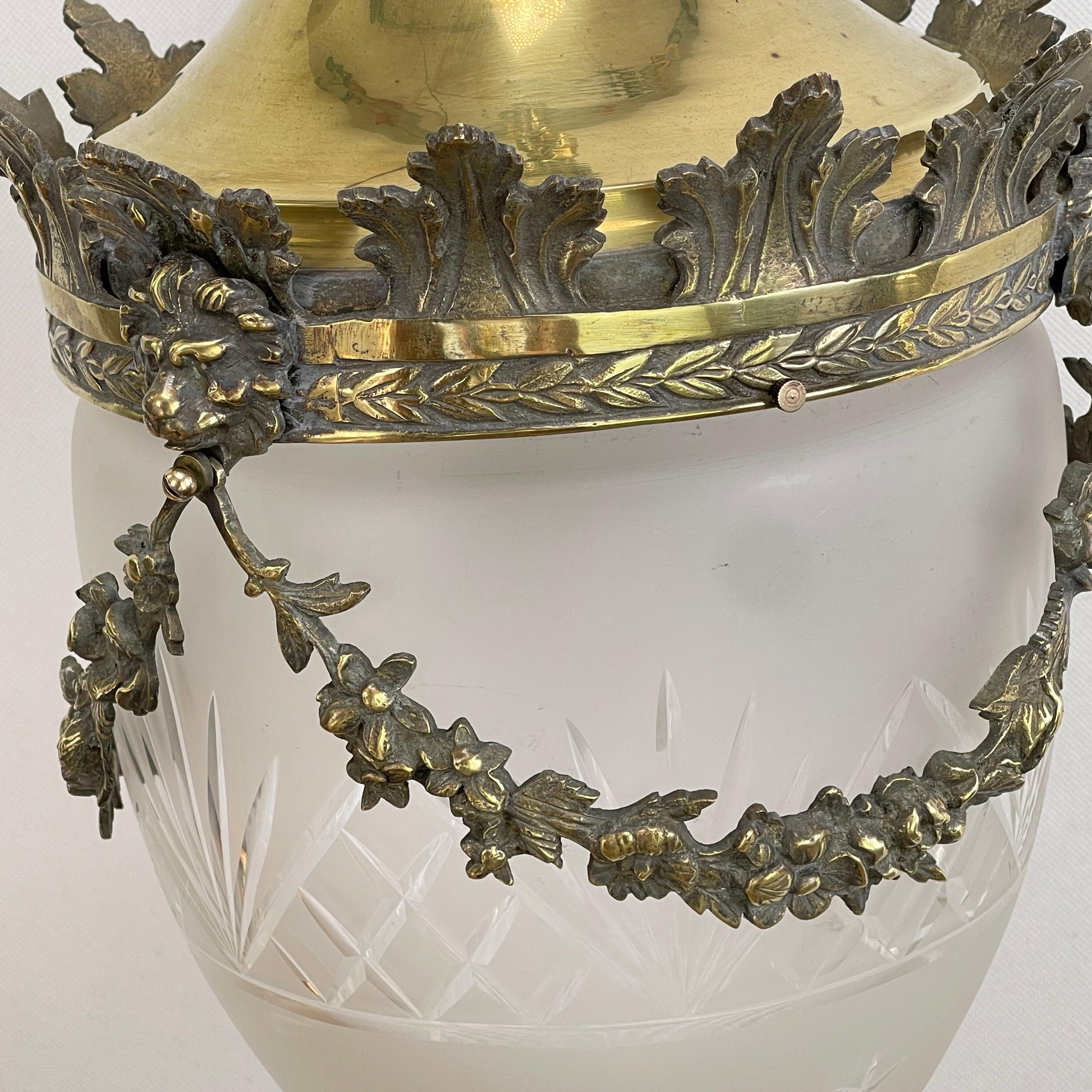 Brass Art Nouveau Hanging Lamp Bronze, Teardrop Shape, 1910s For Sale