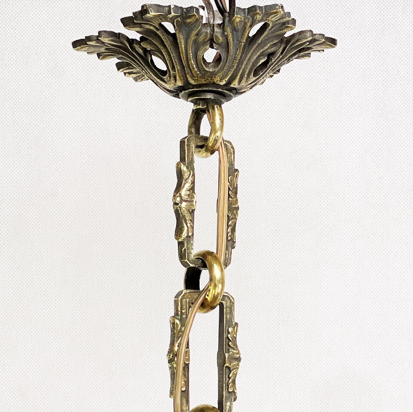 Art Nouveau Hanging Lamp Bronze, Teardrop Shape, 1910s For Sale 1