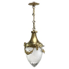 Art Nouveau Hanging Lamp Bronze, Teardrop Shape, 1910s