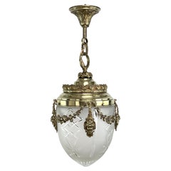Art Nouveau Hanging Lamp Bronze, Teardrop Shape, 1910s