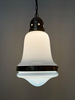 Art Nouveau Hanging Lamp Made of White Glass and Brass, Germany 1920