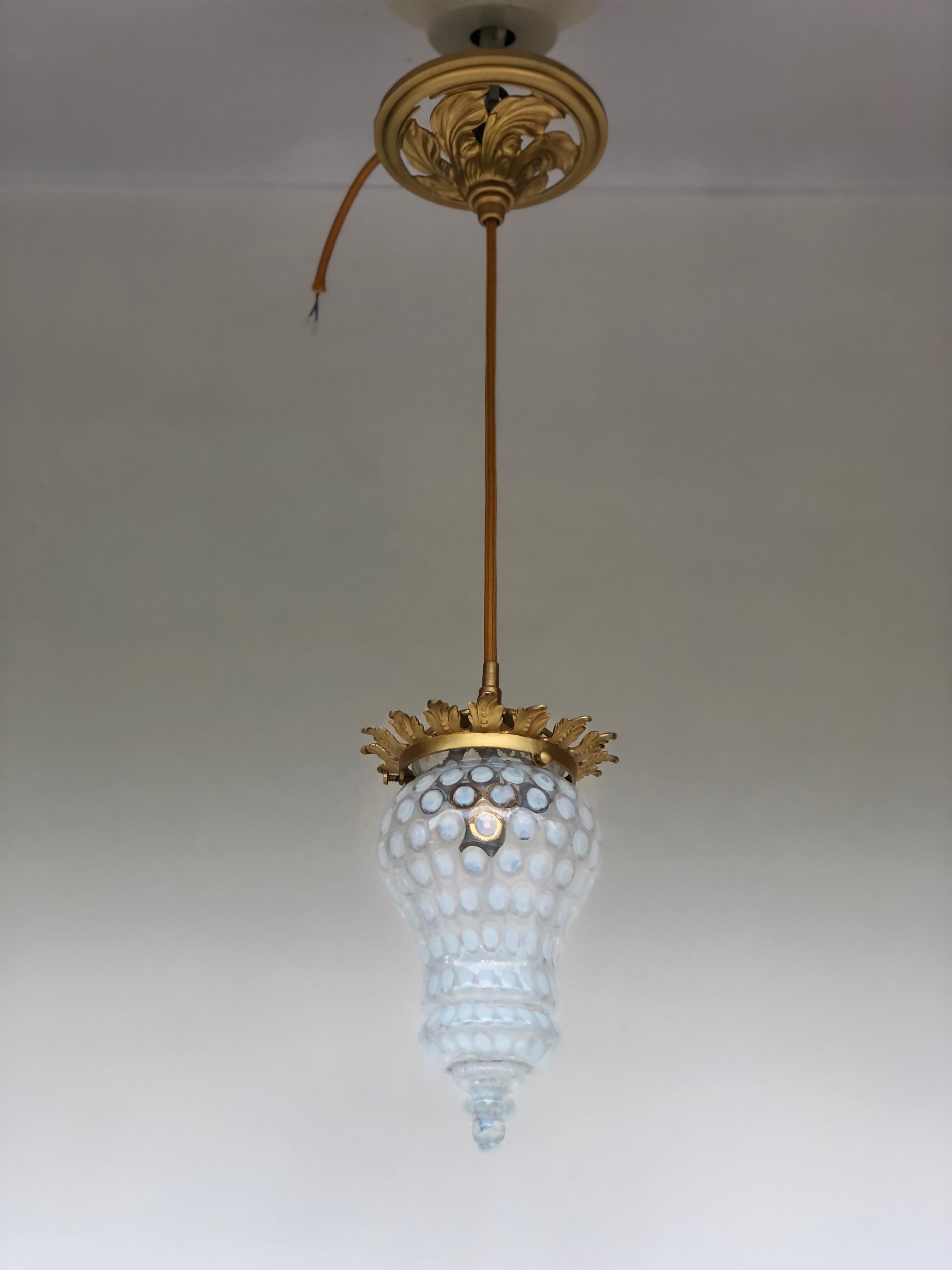 Art Nouveau Hanging Lamp Opalescent Tulip 1