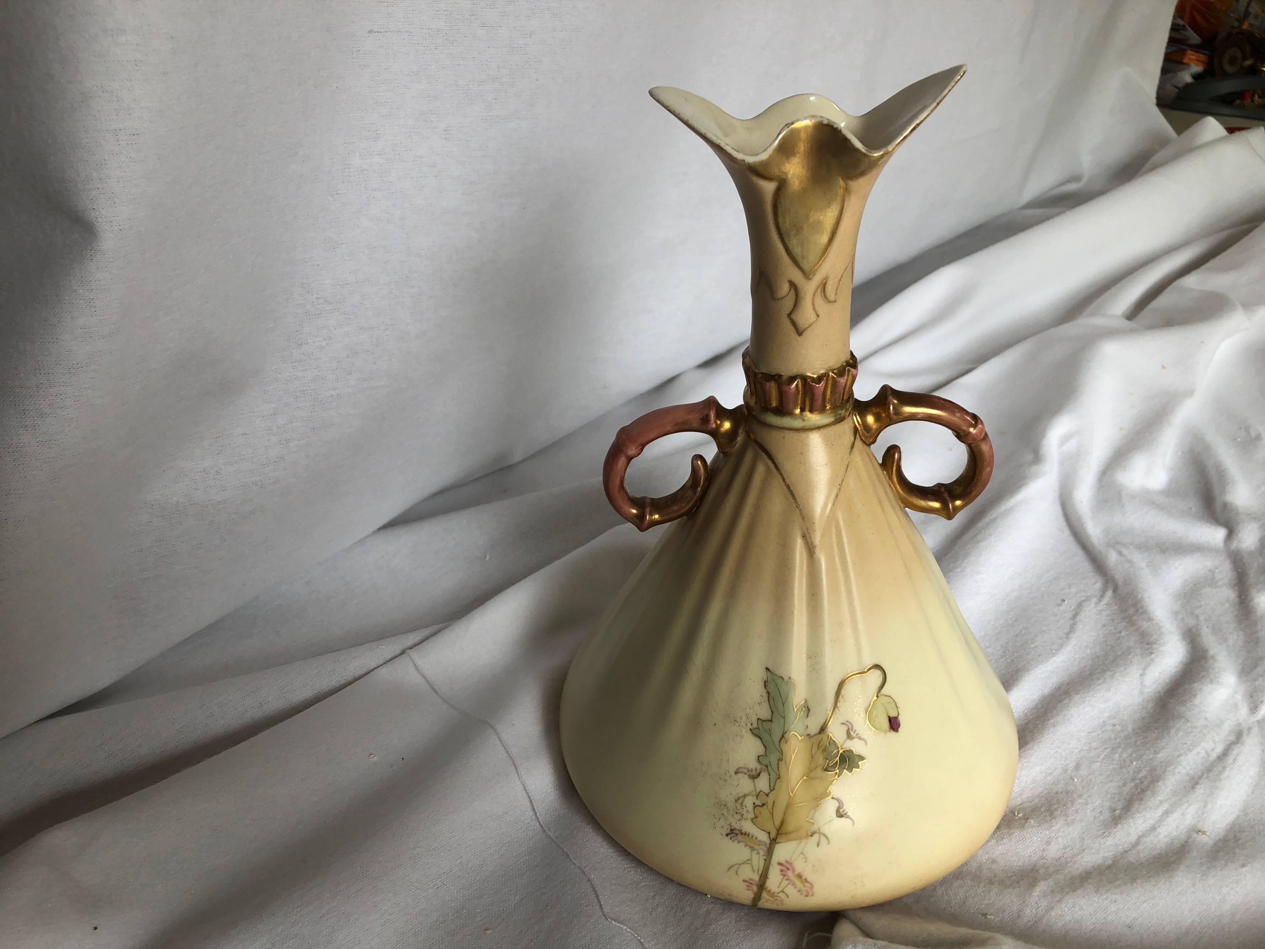 Art Nouveau Hanke Vase, Hand-Painted Amphora, Austrian Vase In Good Condition For Sale In Harrisburg, PA