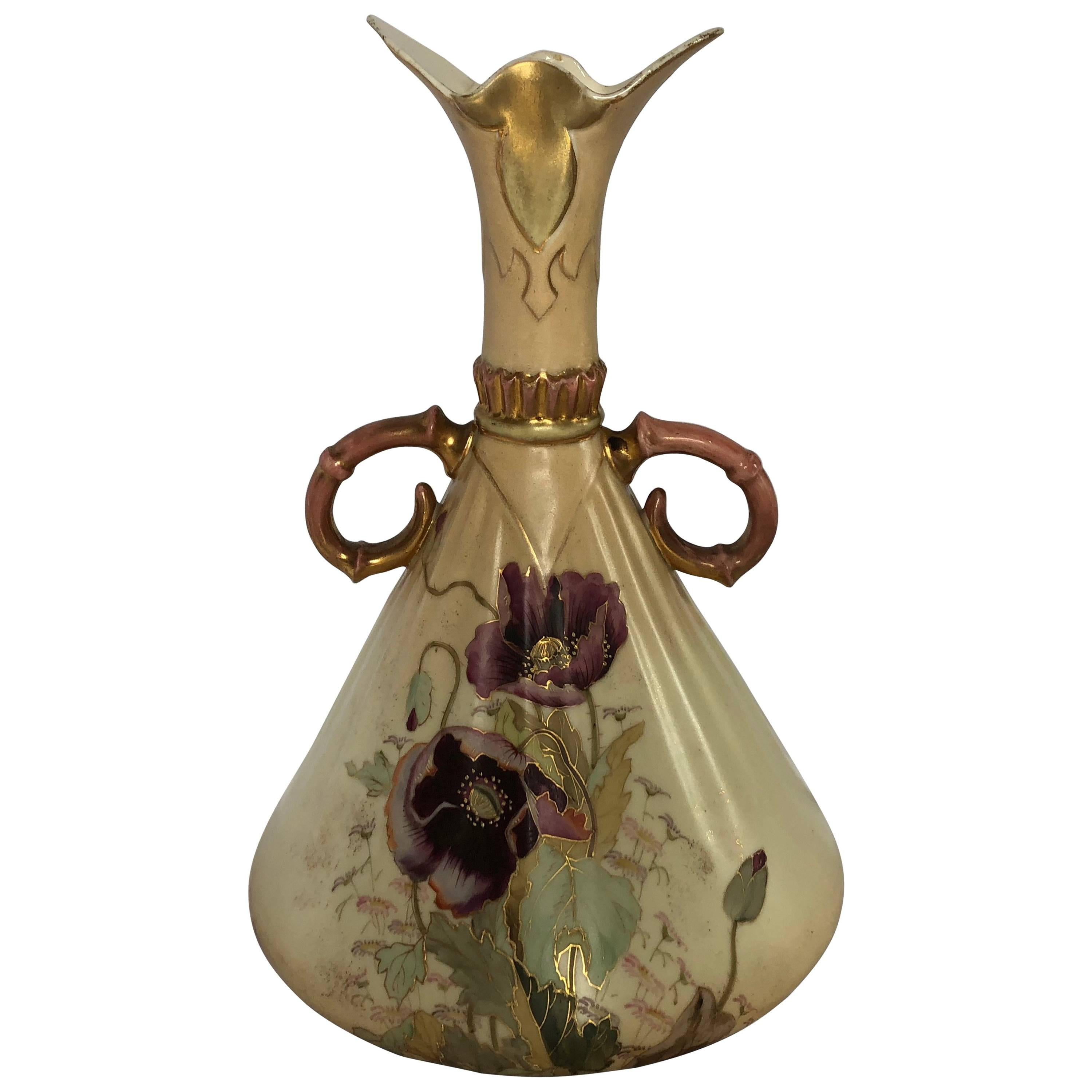 Art Nouveau Hanke Vase, Hand-Painted Amphora, Austrian Vase For Sale