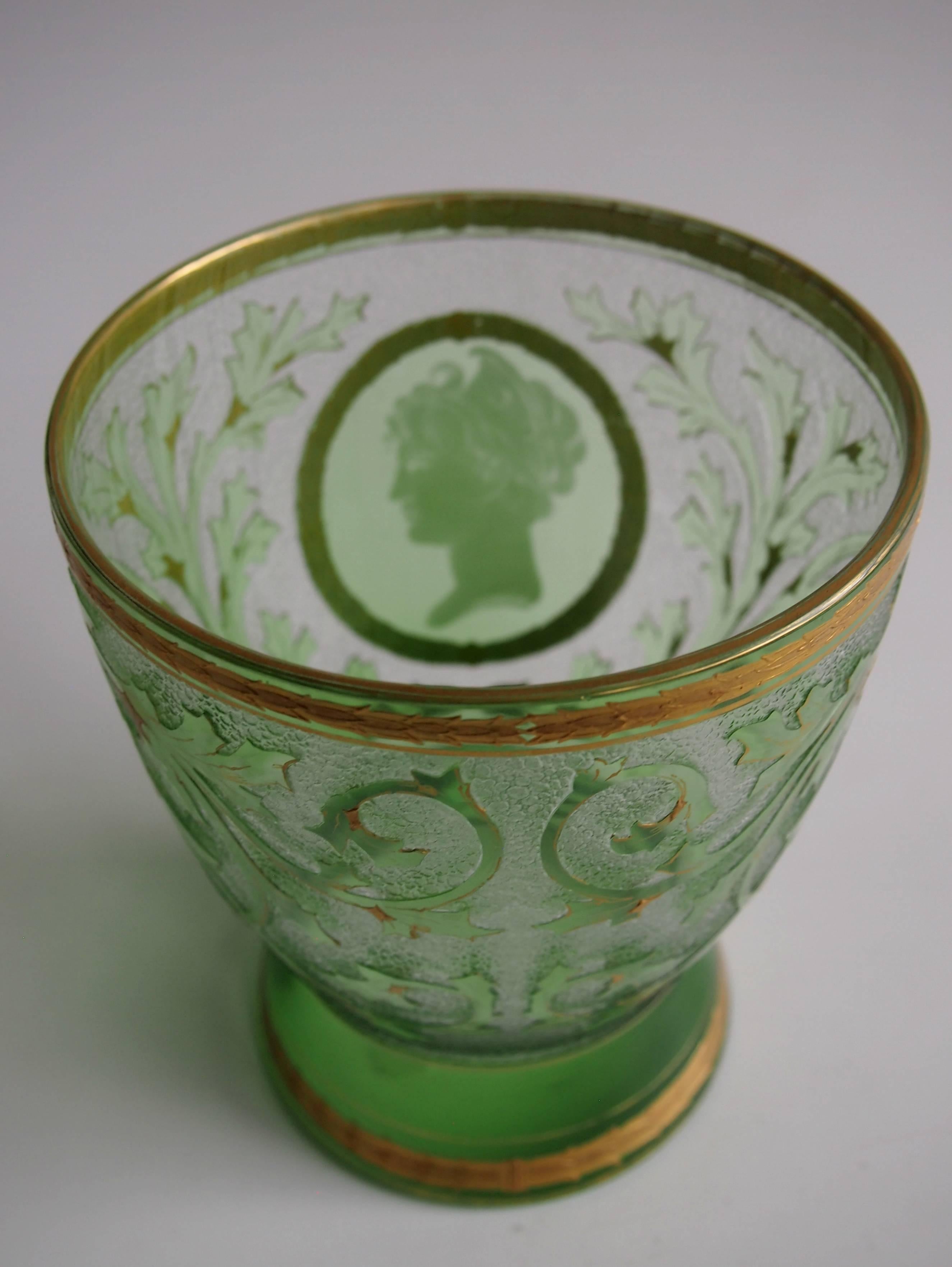 Art Nouveau Bohemian 'Helmet' Cameo Glass Vase by Riedel In Good Condition For Sale In London, GB