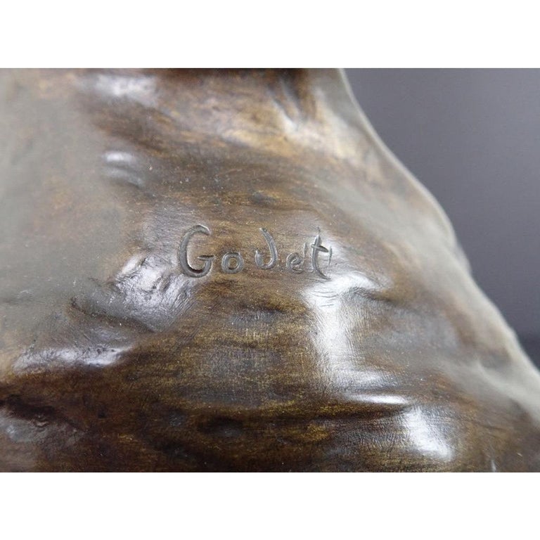 Art Nouveau Bronze Sculpture of Draped Nude by Henri Godet  For Sale 1