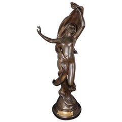 Art Nouveau Bronze Sculpture of Draped Nude by Henri Godet 
