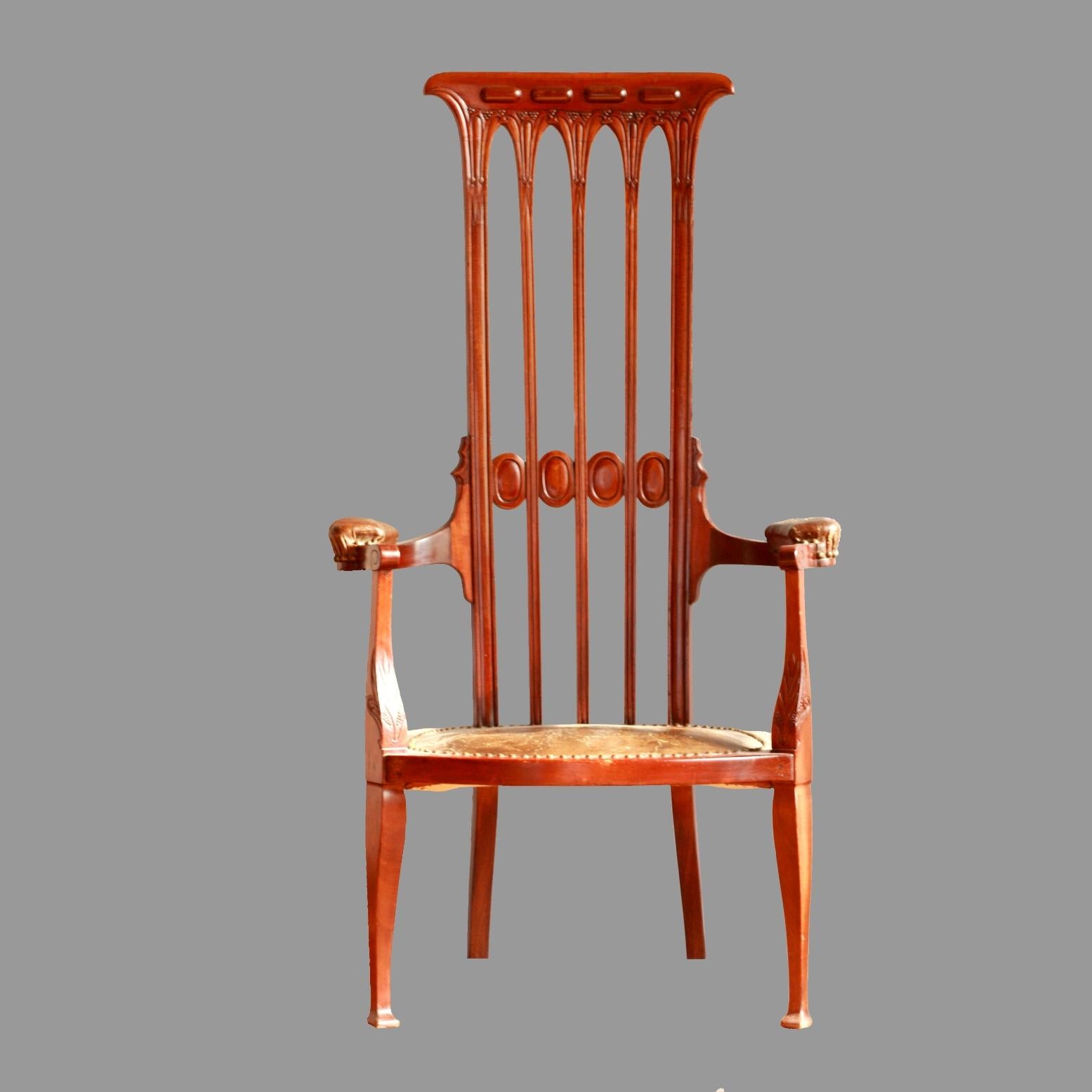Art Nouveau High Backrest Original Condition  Chair, England, 1895  For Sale at 1stDibs