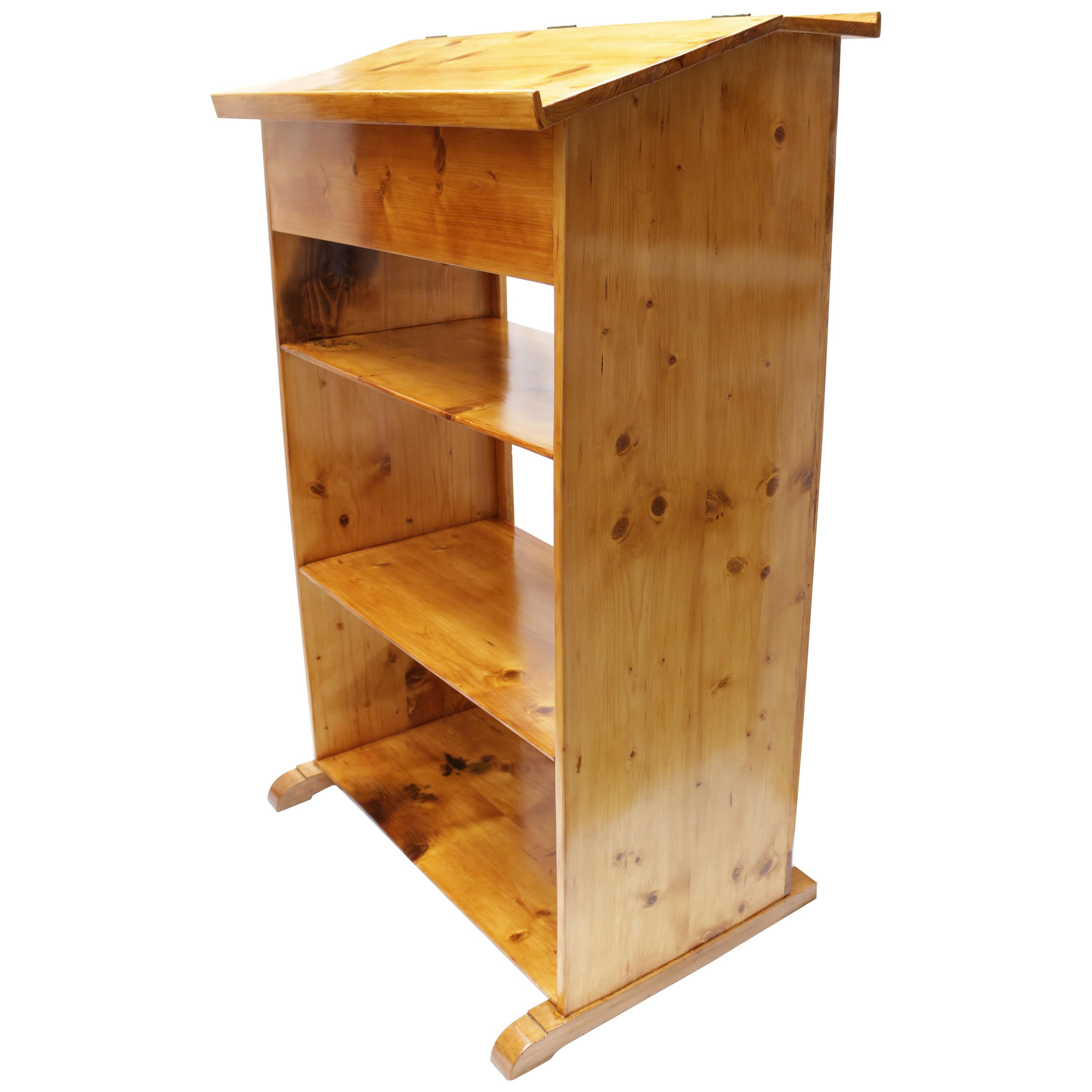 Art Nouveau High Desk / Shelf / Lectern Made of Pine Wood For Sale