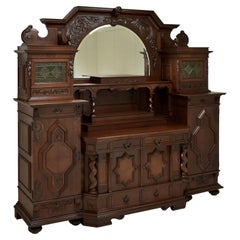 Art Nouveau Historicism XXL Buffet Cabinet / Sideboard in Oak, 1920