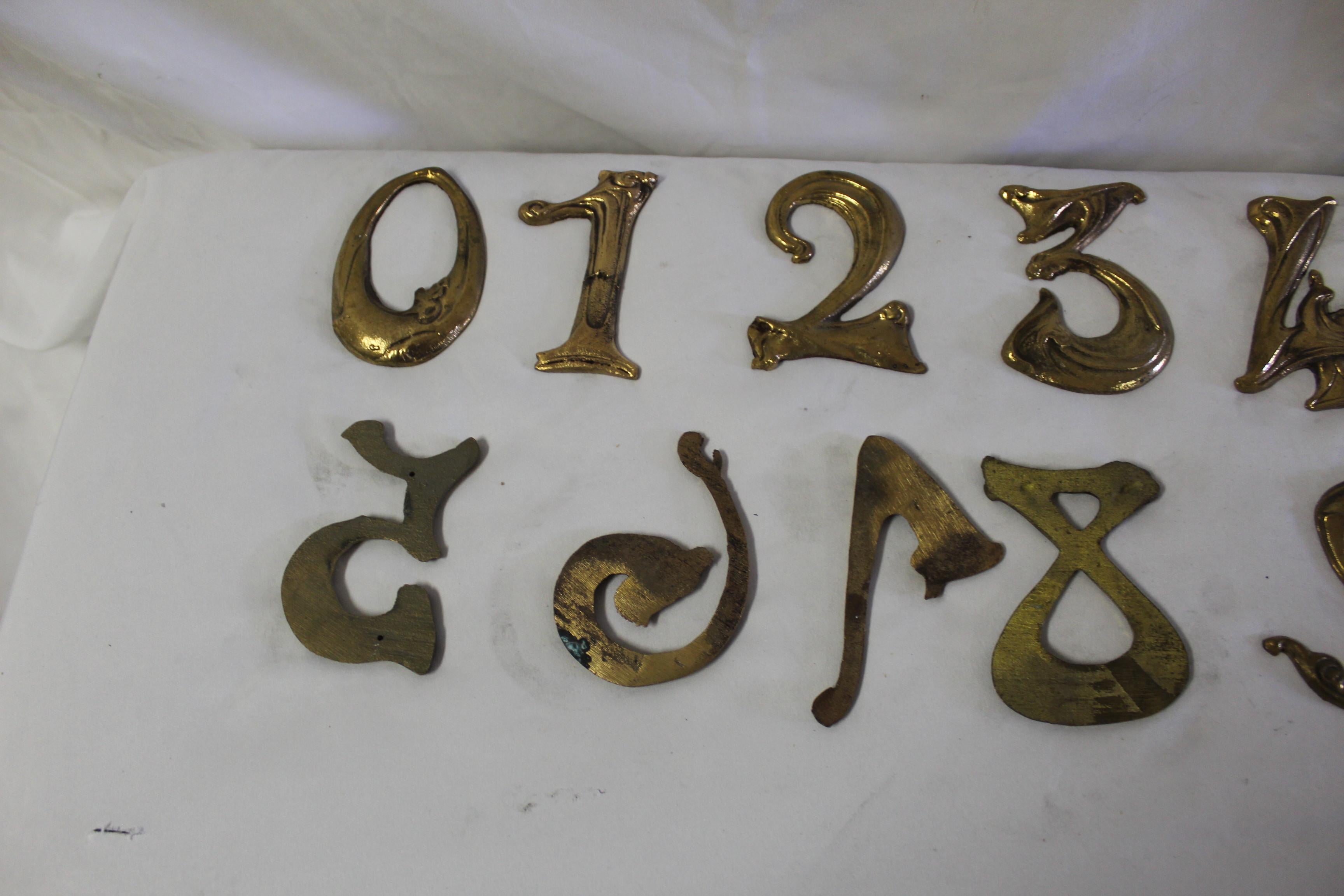 Art Nouveau House Numbers Bronze Made after Hector Guimard Designs In Excellent Condition For Sale In Los Angeles, CA