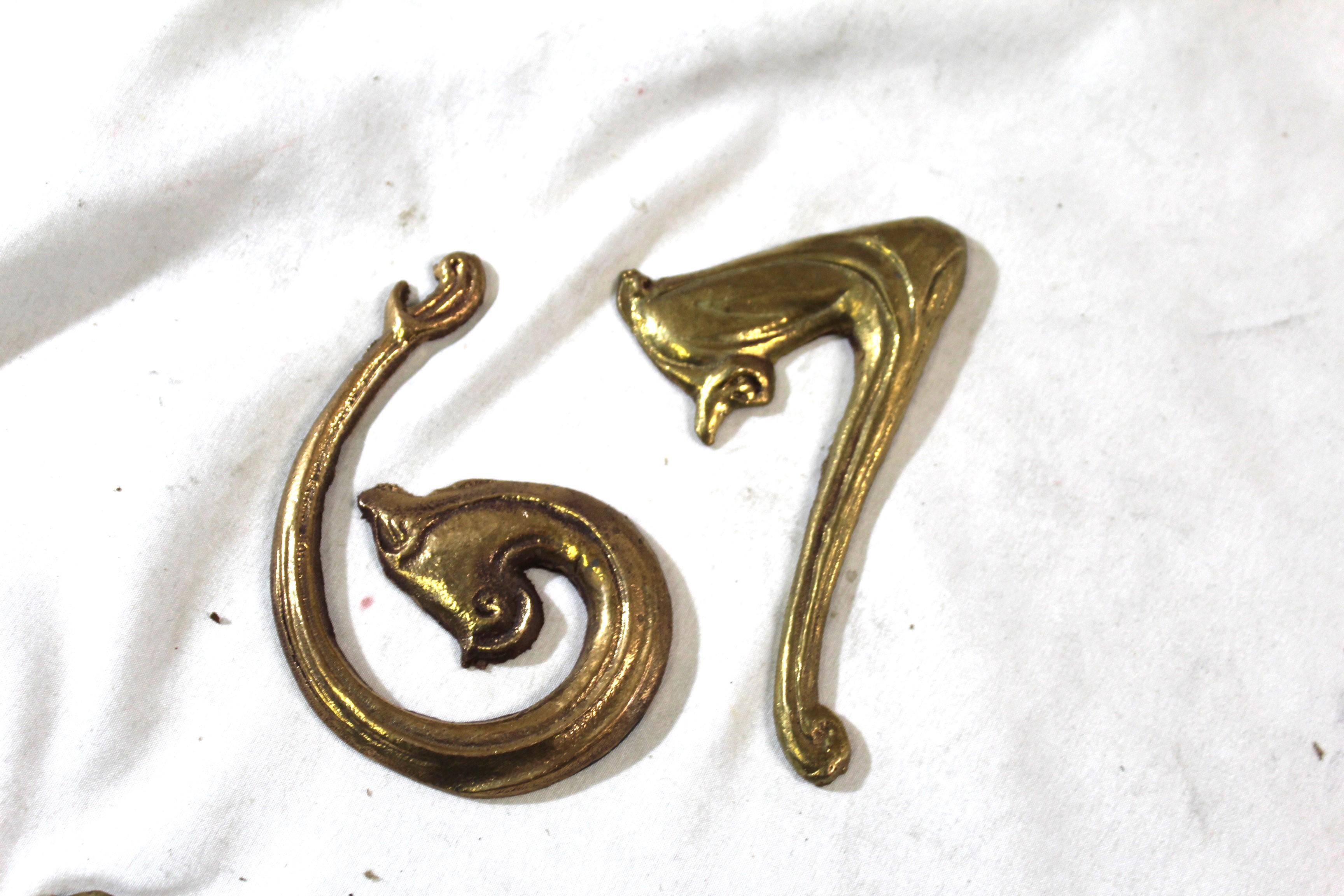 Art Nouveau House Numbers Bronze Made after Hector Guimard Designs (Gegossen) im Angebot