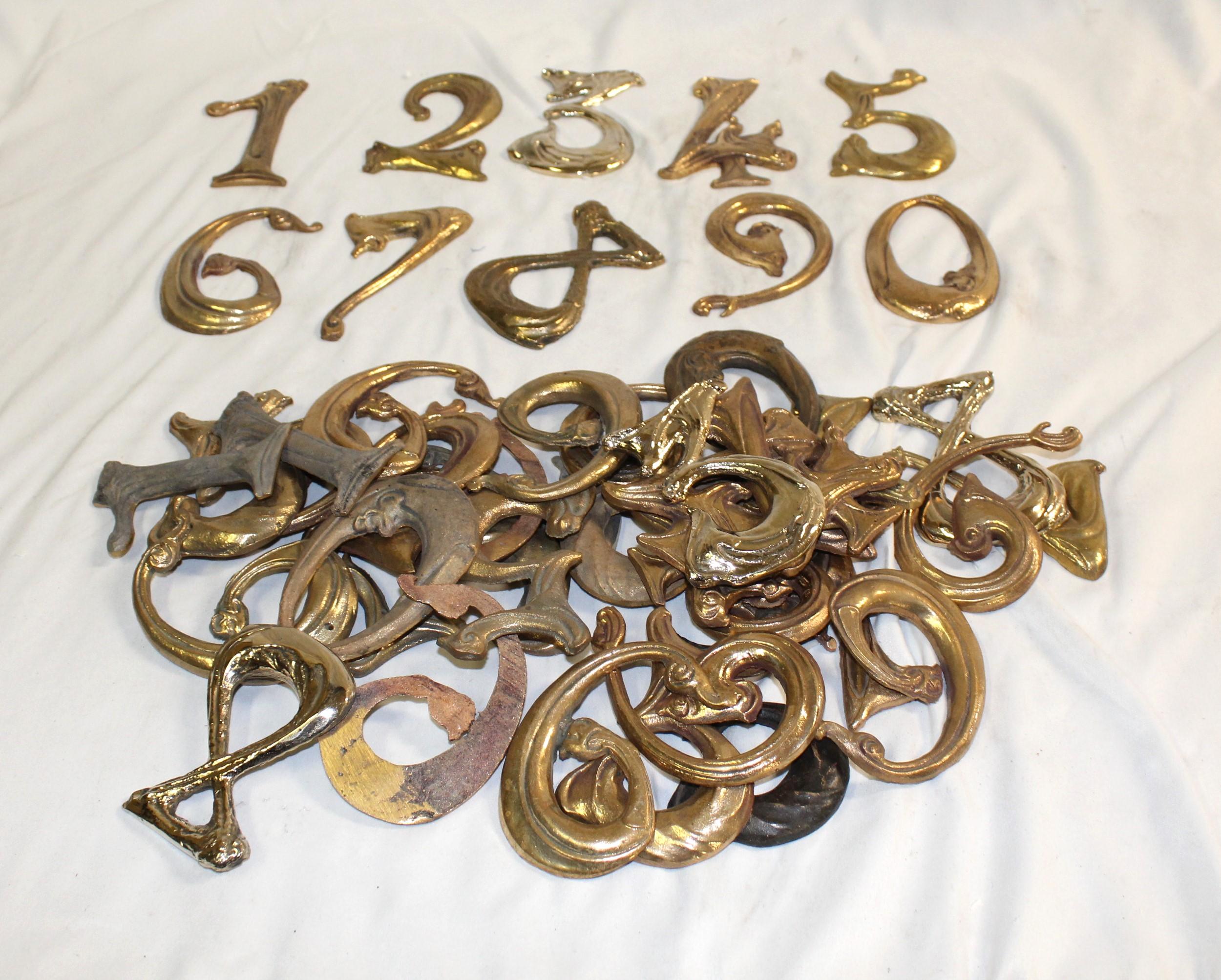 Contemporary Art Nouveau House Numbers Bronze Made after Hector Guimard Designs