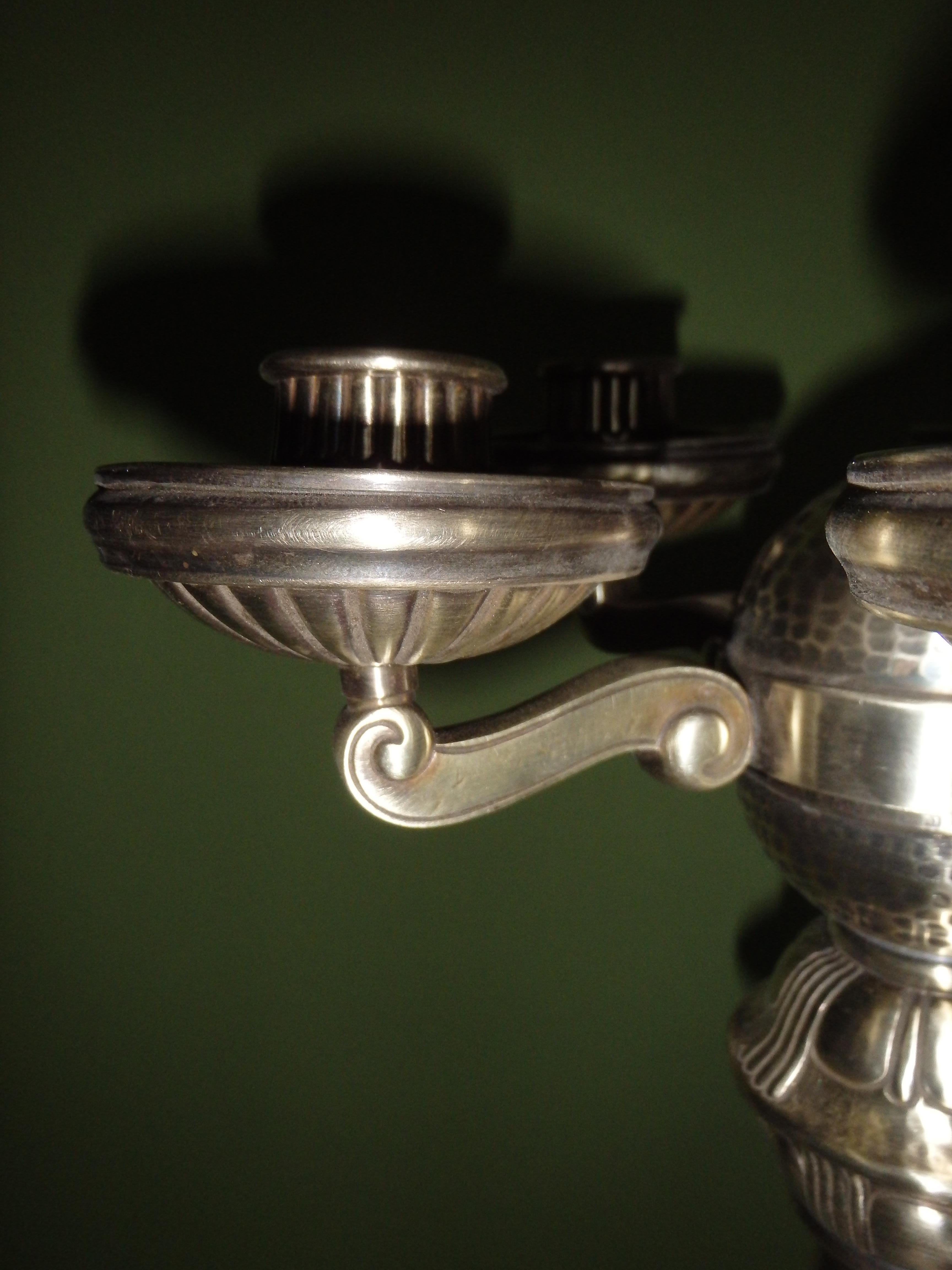 Early 20th Century Art Nouveau huge candle holder brass 5 arms  For Sale