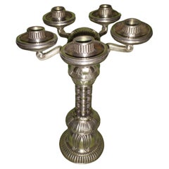 Used Art Nouveau huge candle holder brass 5 arms 