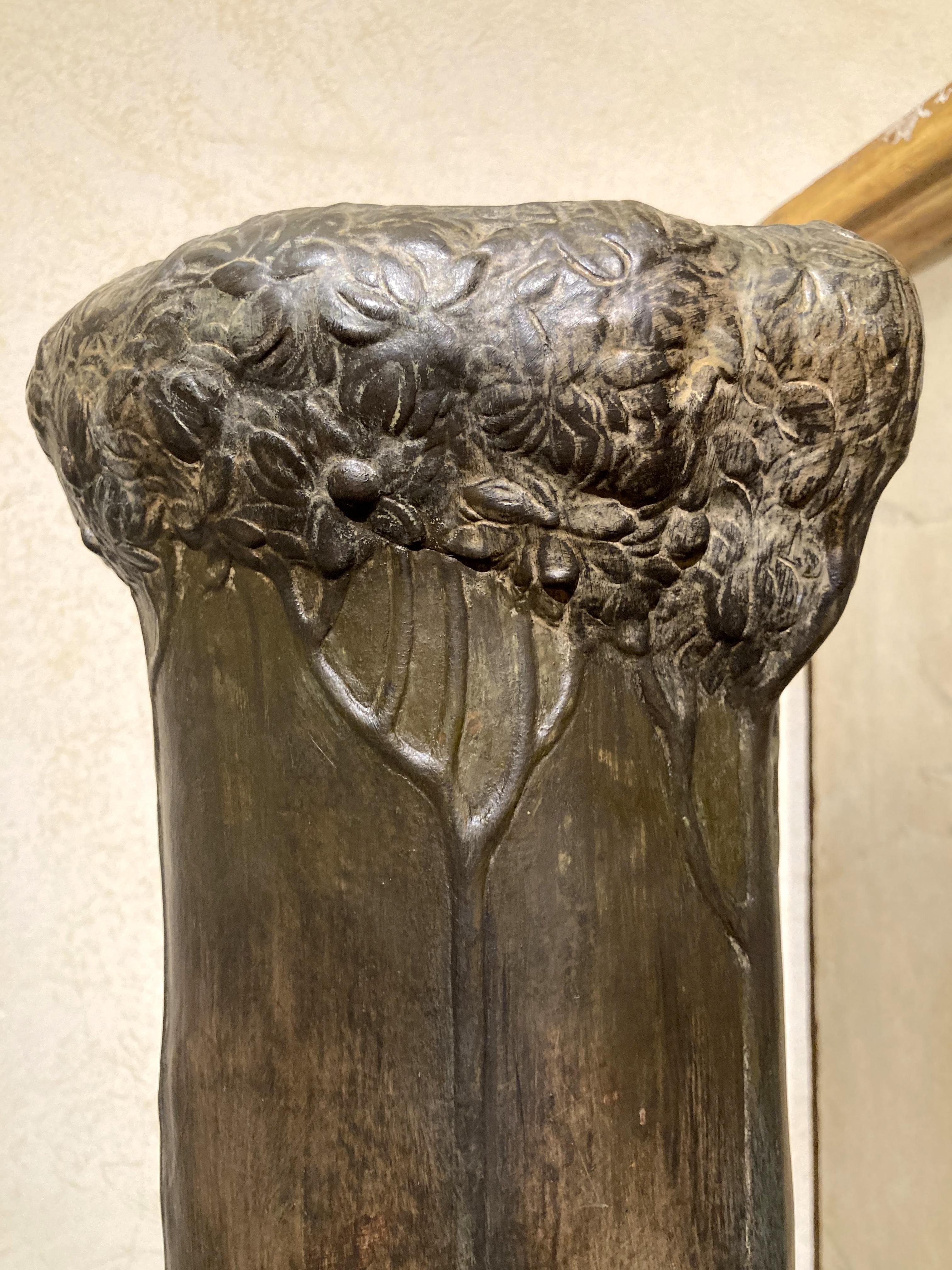 Art Nouveau Huge Vienna Hand Painted Terracotta Vase Orpheus with Lions For Sale 13