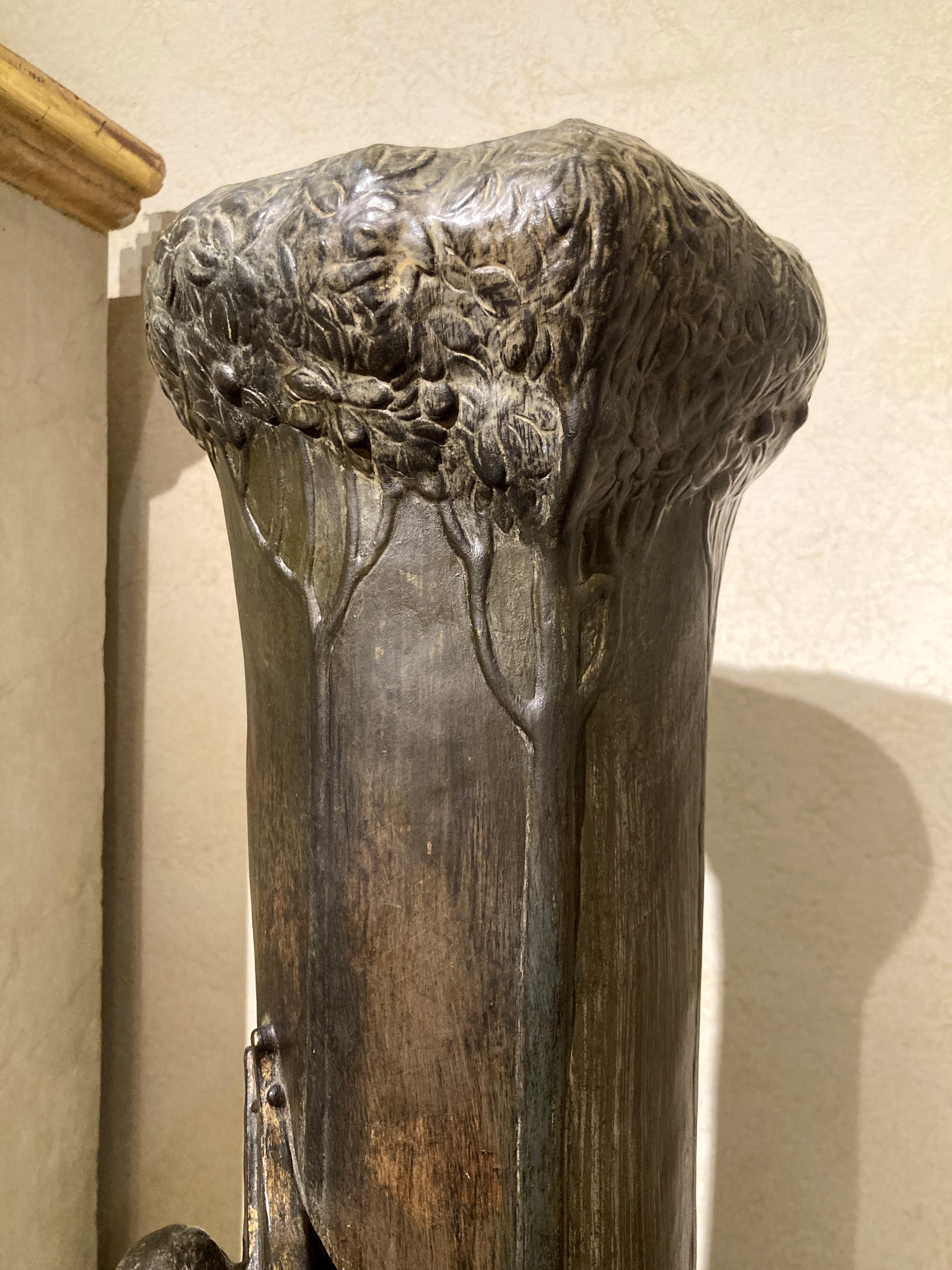 Art Nouveau Huge Vienna Hand Painted Terracotta Vase Orpheus with Lions For Sale 14