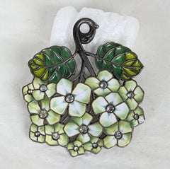 Art Nouveau Hydrangea Plique a Jour Pendant