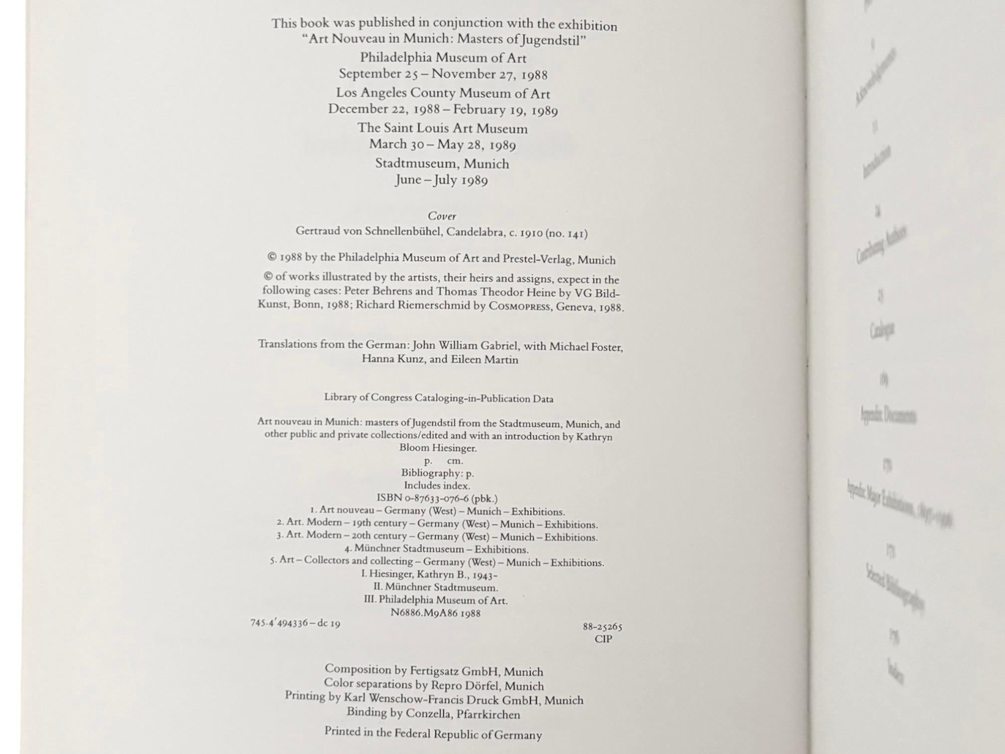 Art Nouveau in Munich softcover book. Published in 1988 in conjunction with the exhibition 