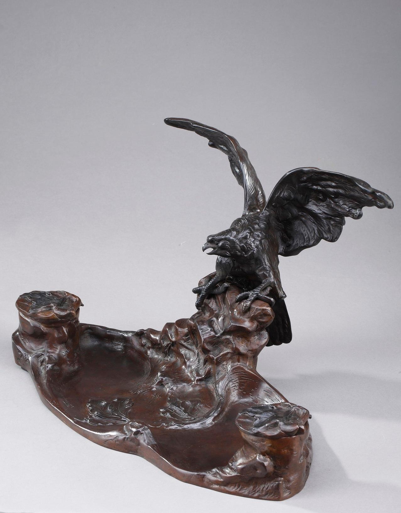 Bronze Art Nouveau Inkwell by Albert Marionnet, 'French' For Sale