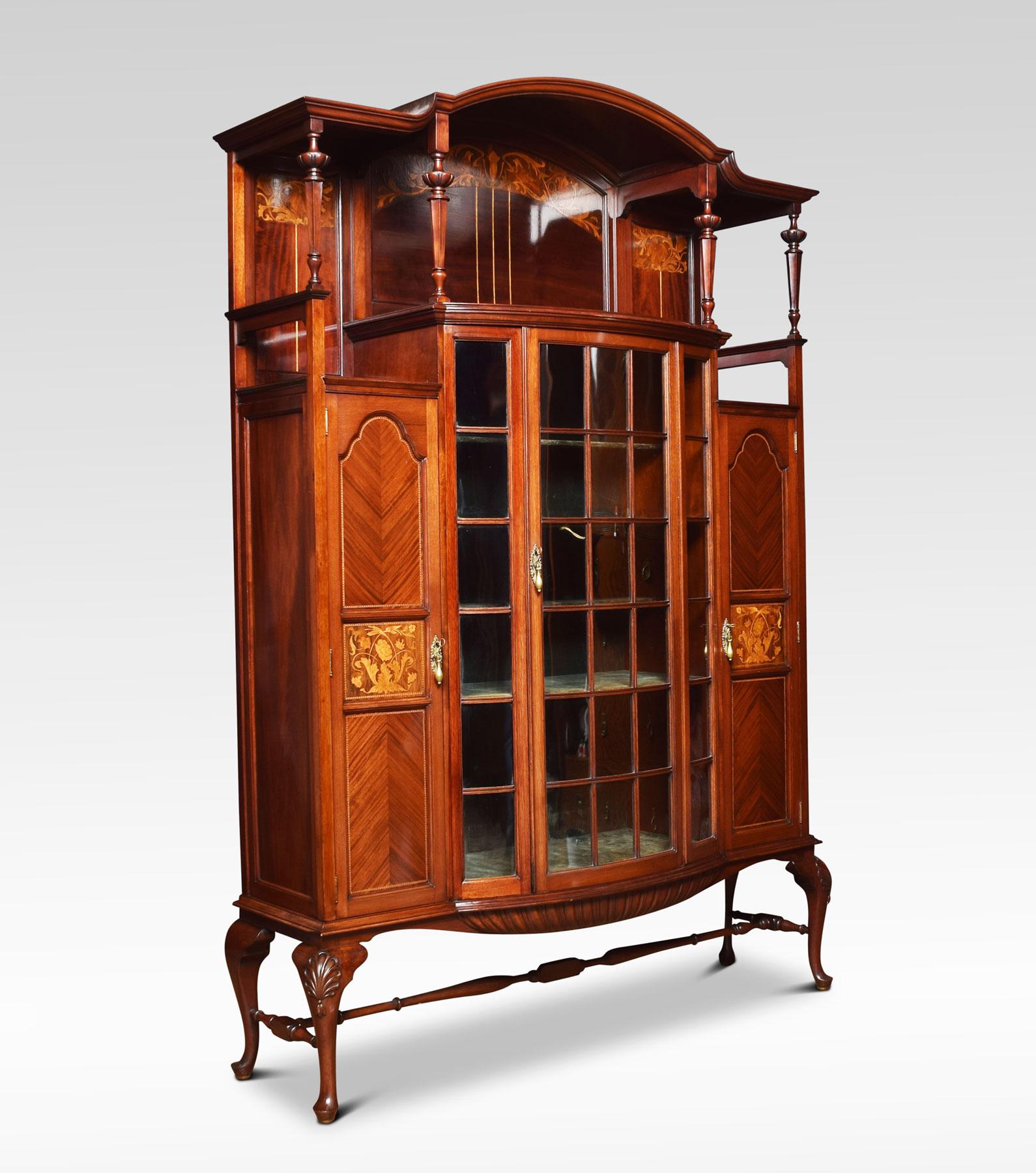 British Art Nouveau Inlaid Display Cabinet
