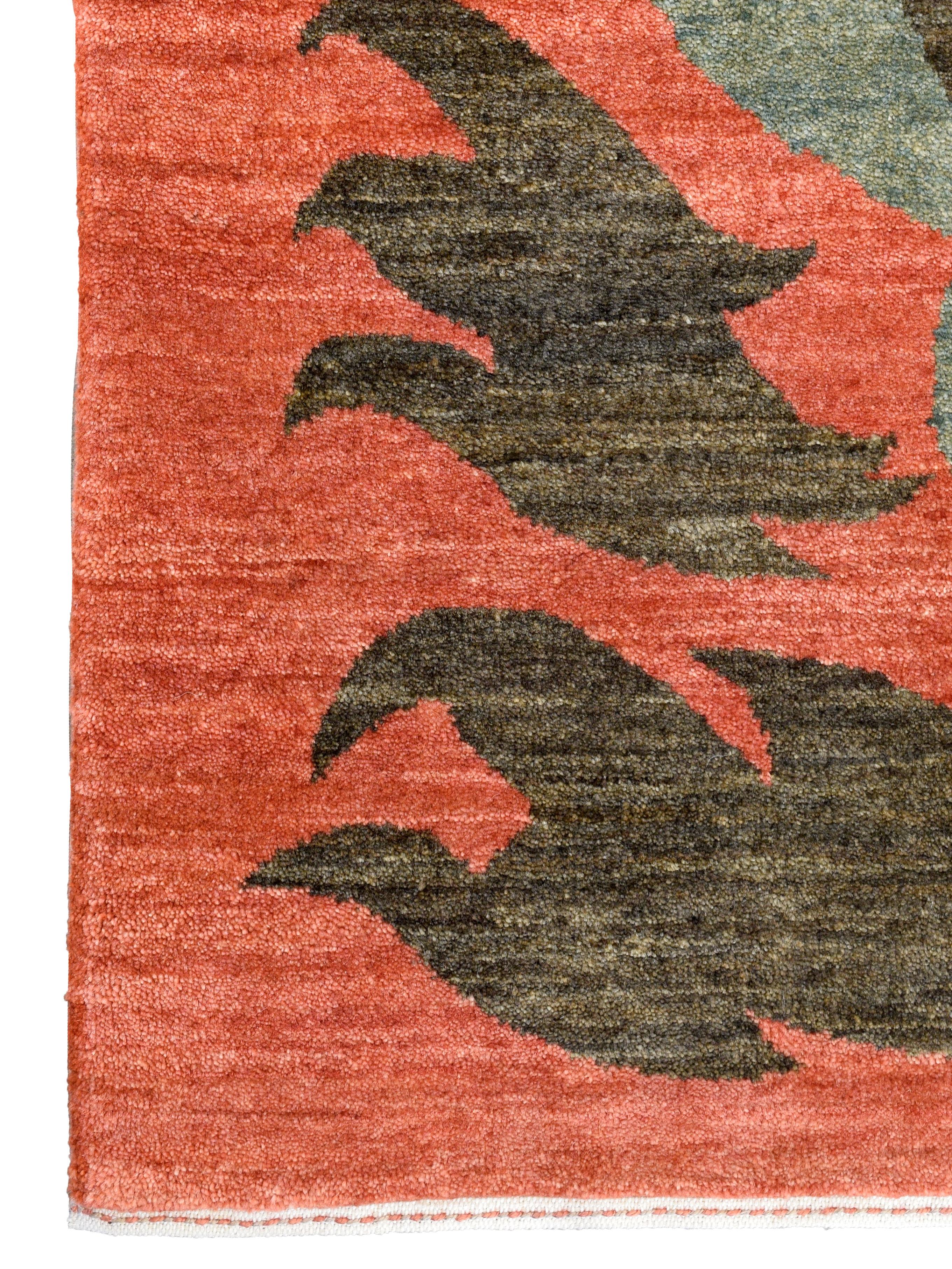 Art Nouveau–Inspired Hand-Knotted Persian Wool Rug with Botanical Motifs, 4x6 In New Condition For Sale In New York, NY