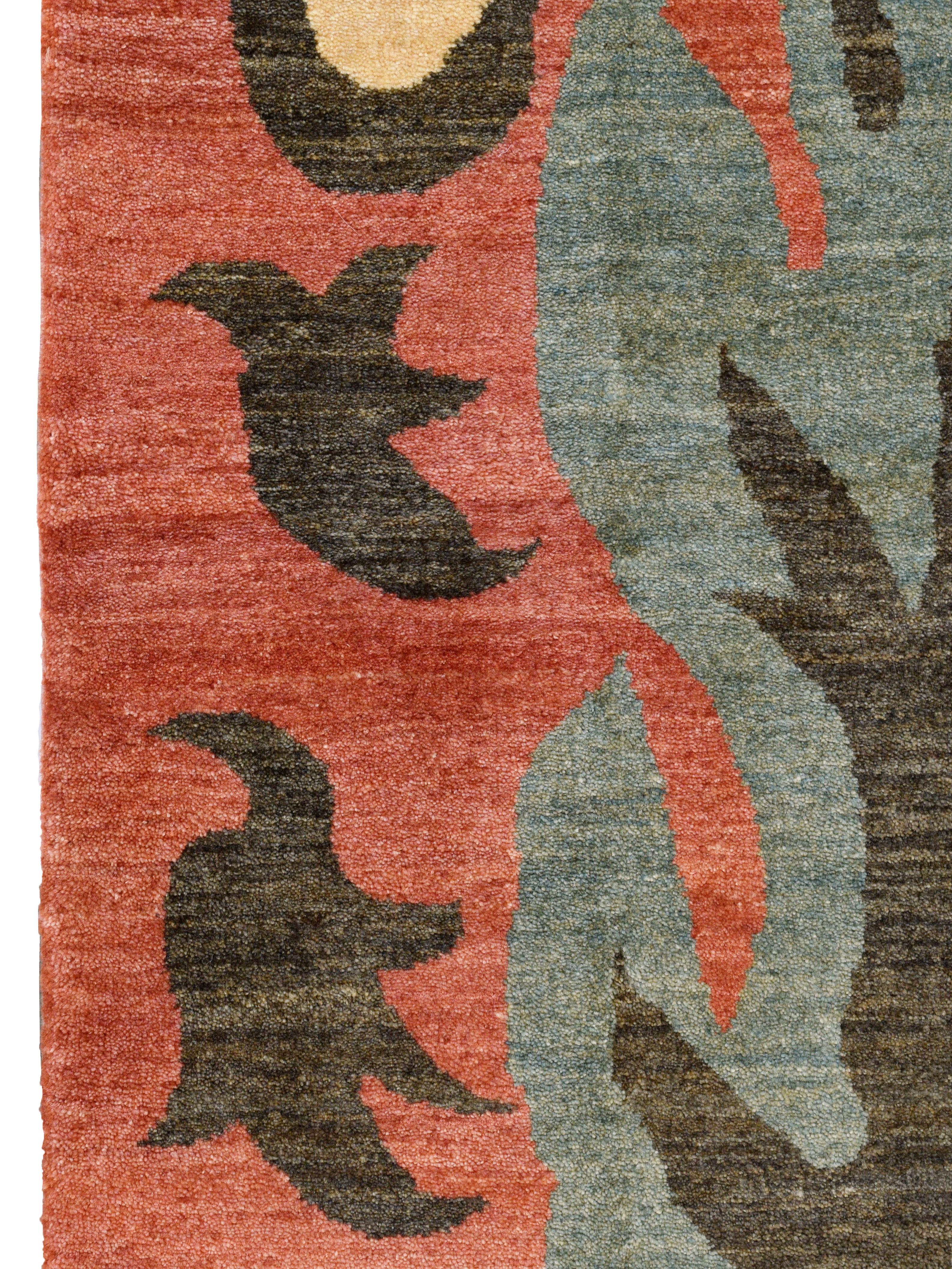 Contemporary Art Nouveau–Inspired Hand-Knotted Persian Wool Rug with Botanical Motifs, 4x6 For Sale