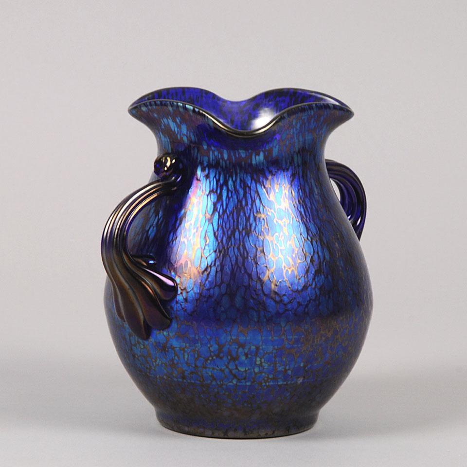Austrian Art Nouveau Iridescent 'Blue Papillon Vase' by Johann Loetz