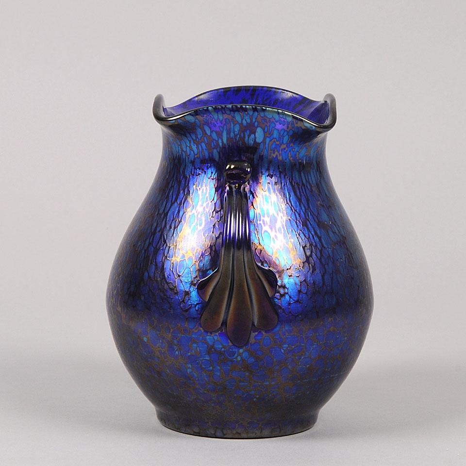 Early 20th Century Art Nouveau Iridescent 'Blue Papillon Vase' by Johann Loetz
