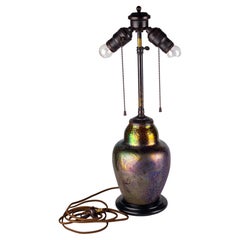 Art Nouveau Iridescent Earthenware Weller Sicard Lamp Base