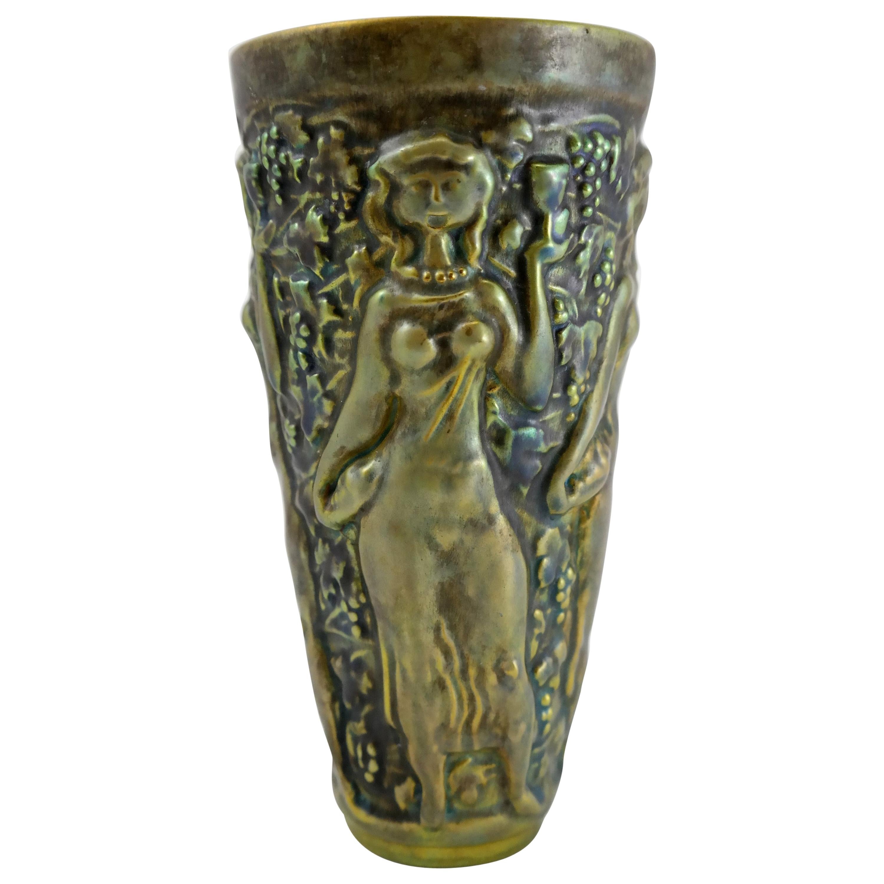 Art Nouveau Iridescent Eosin Glazed Ceramic Vase by Zsolnay, 1910s