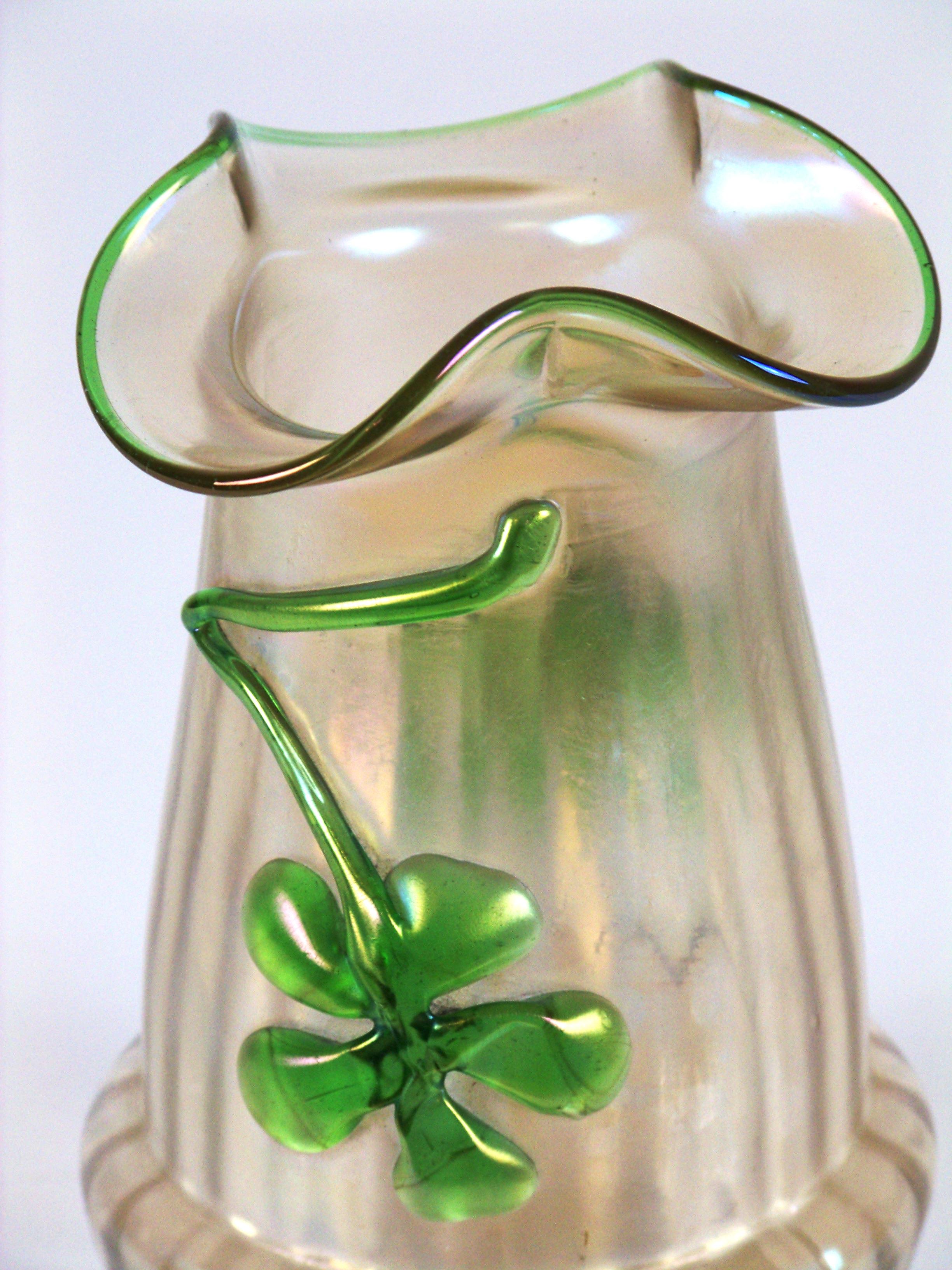 Austrian Art Nouveau Iridescent Glass, Bohemian Vase from Wilhelm Kralik Sohn
