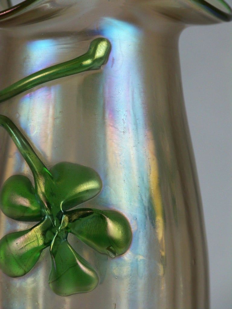 Art Nouveau Iridescent Glass, Bohemian Vase from Wilhelm Kralik Sohn