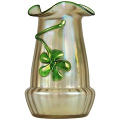 Art Nouveau Iridescent Glass, Bohemian Vase from Wilhelm Kralik Sohn