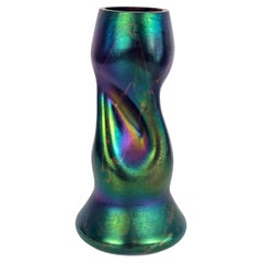 Art Nouveau Iridescent Glass Vase in Amethyst, Blue and Green