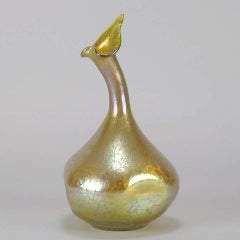 Art Nouveau Iridescent 'Golden Goose Neck Vase' by Johann Loetz