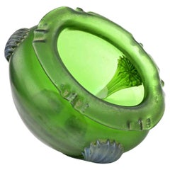 Art Nouveau Iridescent Green Glass Vase, Early 20th Century
