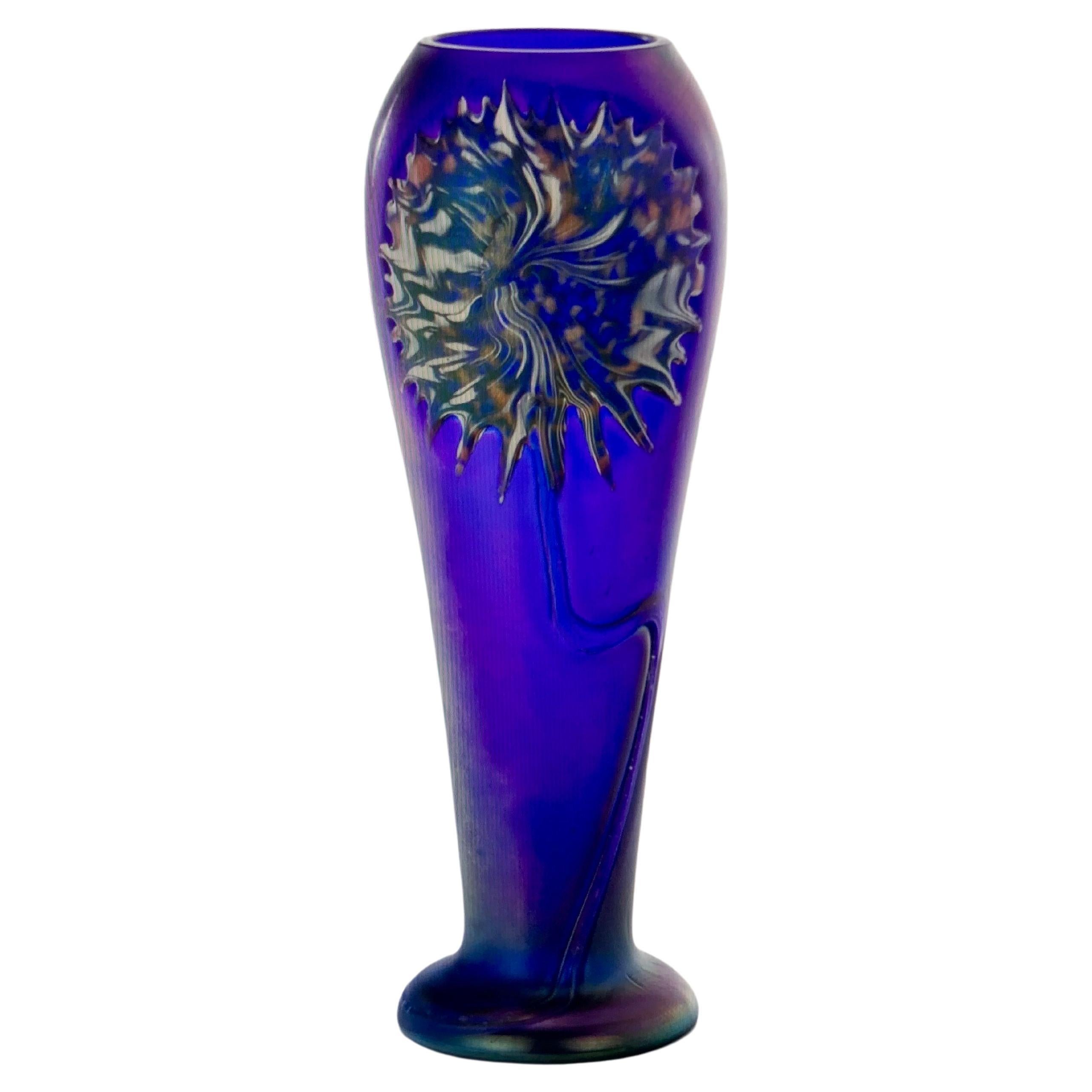 Art Nouveau Iridescent Purple Glass Vase by  Quezal