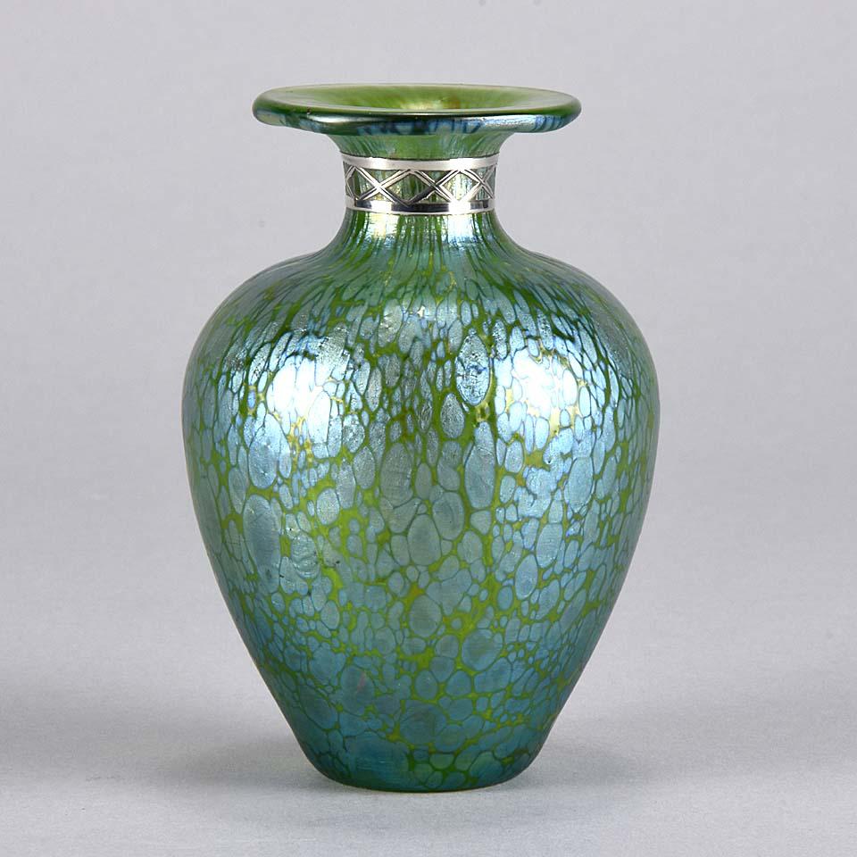 Early 20th Century Art Nouveau Iridescent Silvered Glass Vase by Johann Loetz
