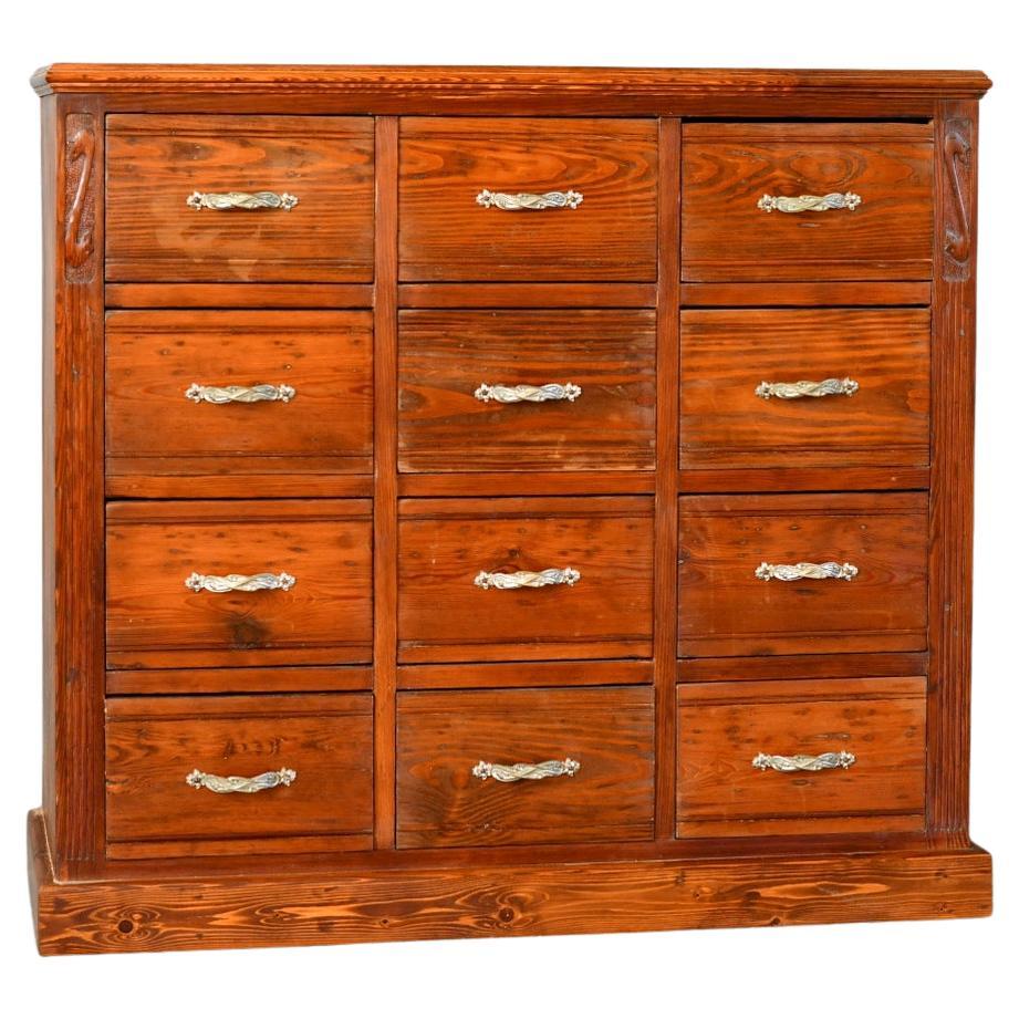 Art Nouveau Ironmongers Drawers Circa 1910 For Sale