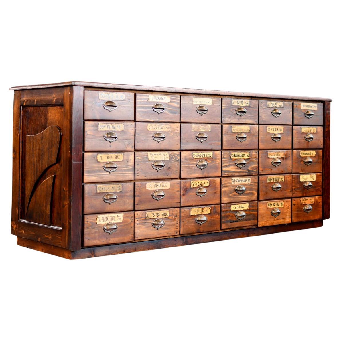 Art Nouveau Ironmongers Shop Counter Drawers Circa 1910s