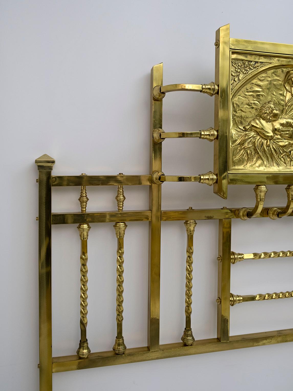 Art Nouveau Italian Brass Double Bed, Early 1900s For Sale 10