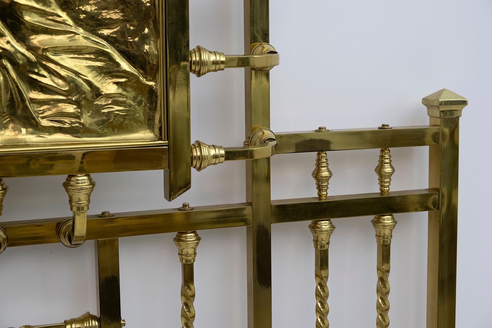 Art Nouveau Italian Brass Double Bed, Early 1900s For Sale 13
