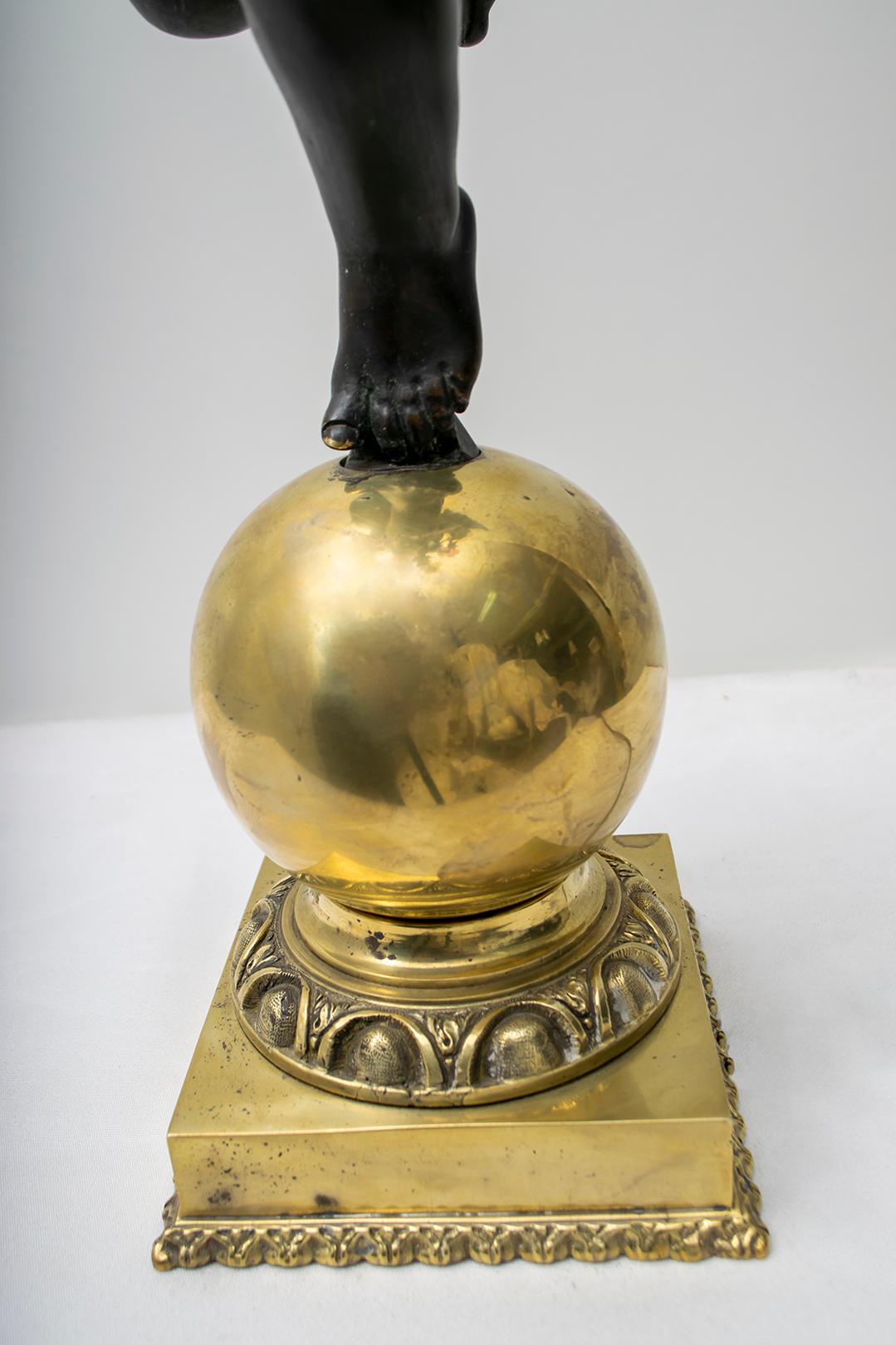 Art Nouveau Italian Bronze and Murano Glass Lamp, Early 1900s 9
