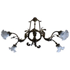 Lustre italien ancien en bronze de style Art nouveau