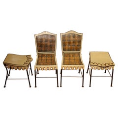 Chaises et tabourets de jardin pliants en fer peint à la main de style Art nouveau italien