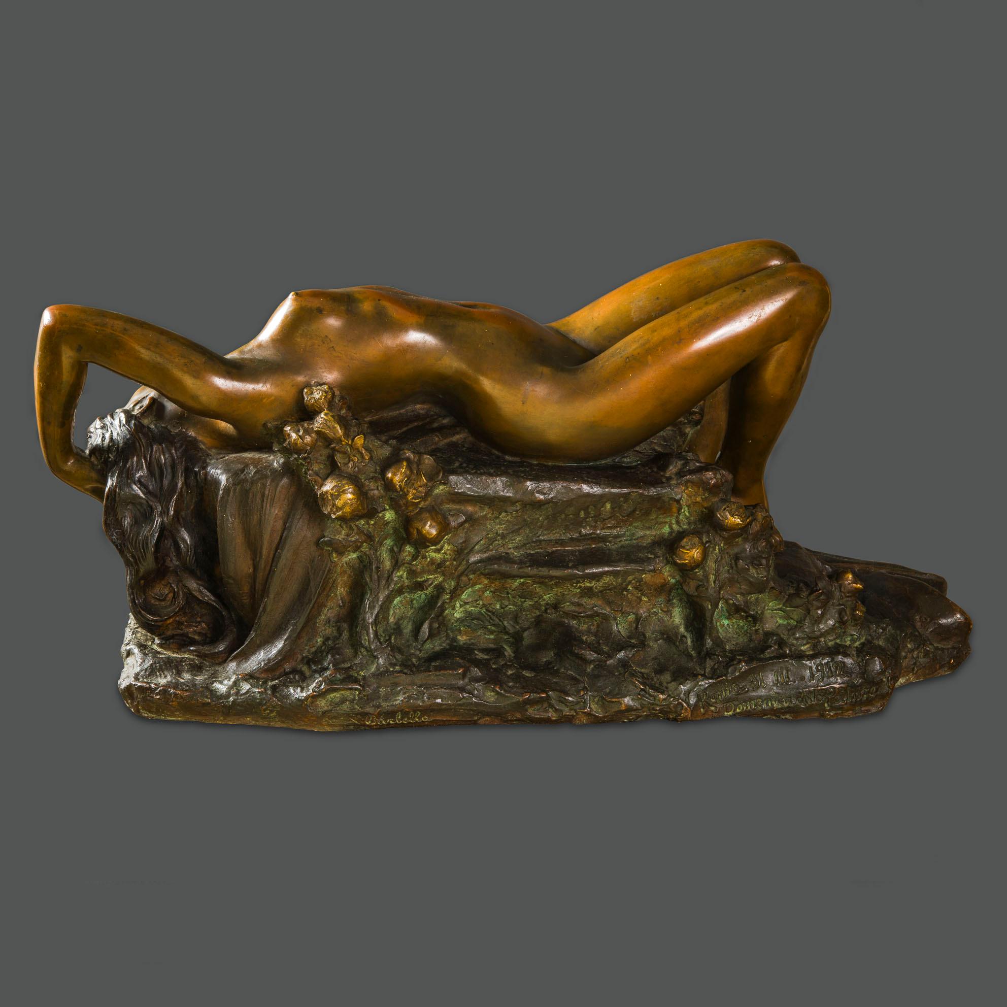 Art Nouveau Italian Signed Dated and Inscribed Original Bronze For Sale 1